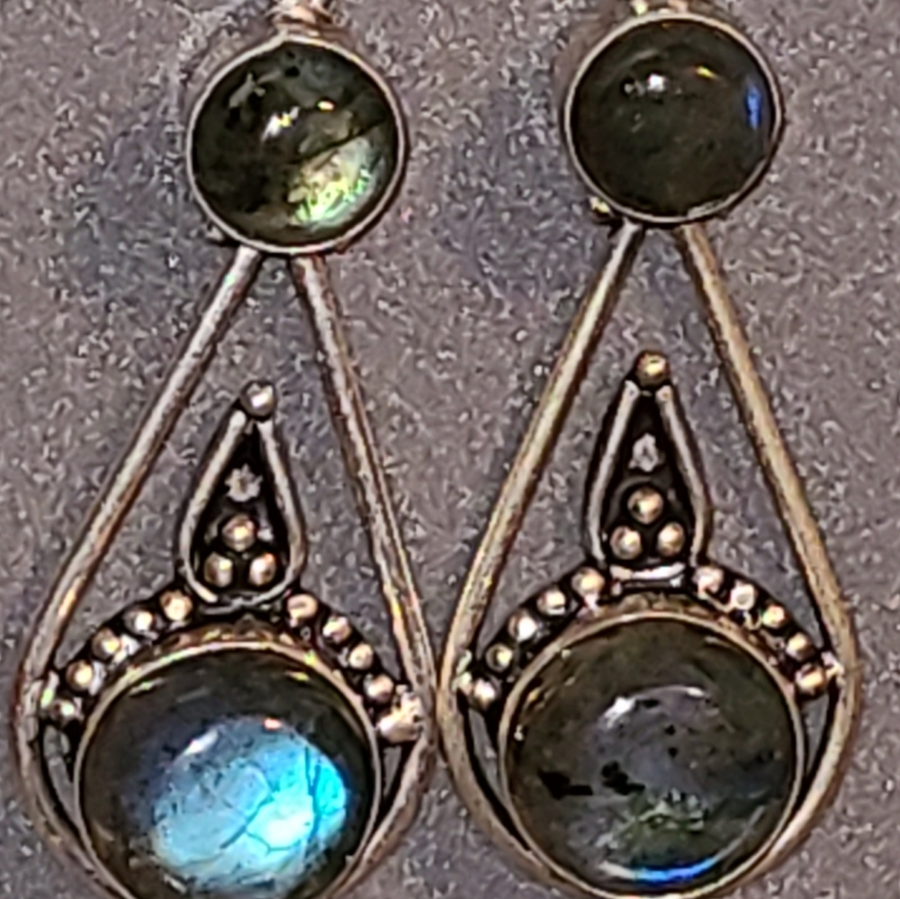 925 Sterling Silver Labrodite Earrings